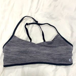 Lululemon strappy sports bra size 10 grey and black